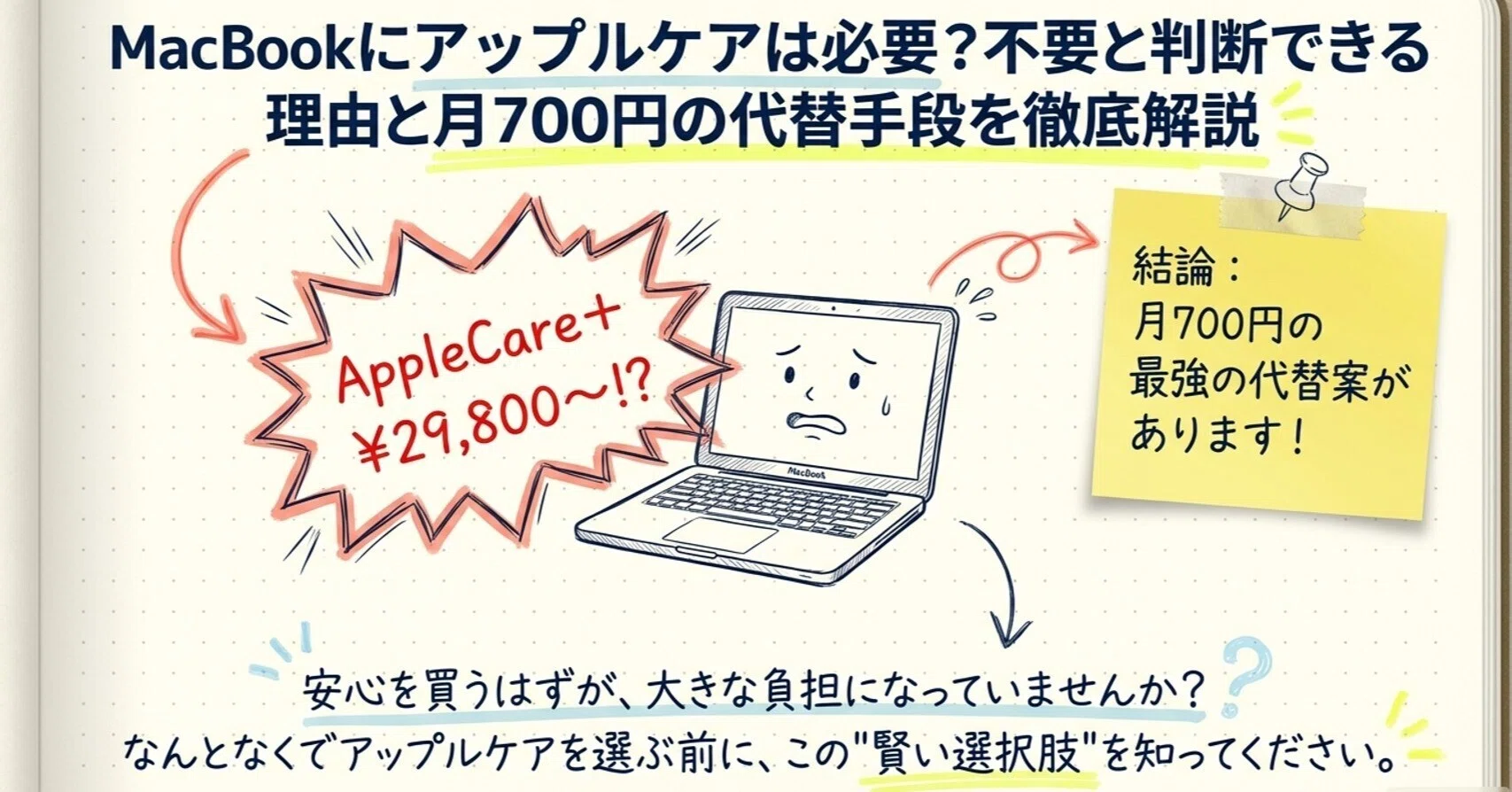MacBookにアップルケアは必要?いらないと判断できる理由と月700円の MacBookにアップルケアは必要?いらないと判断できる理由と月700円の