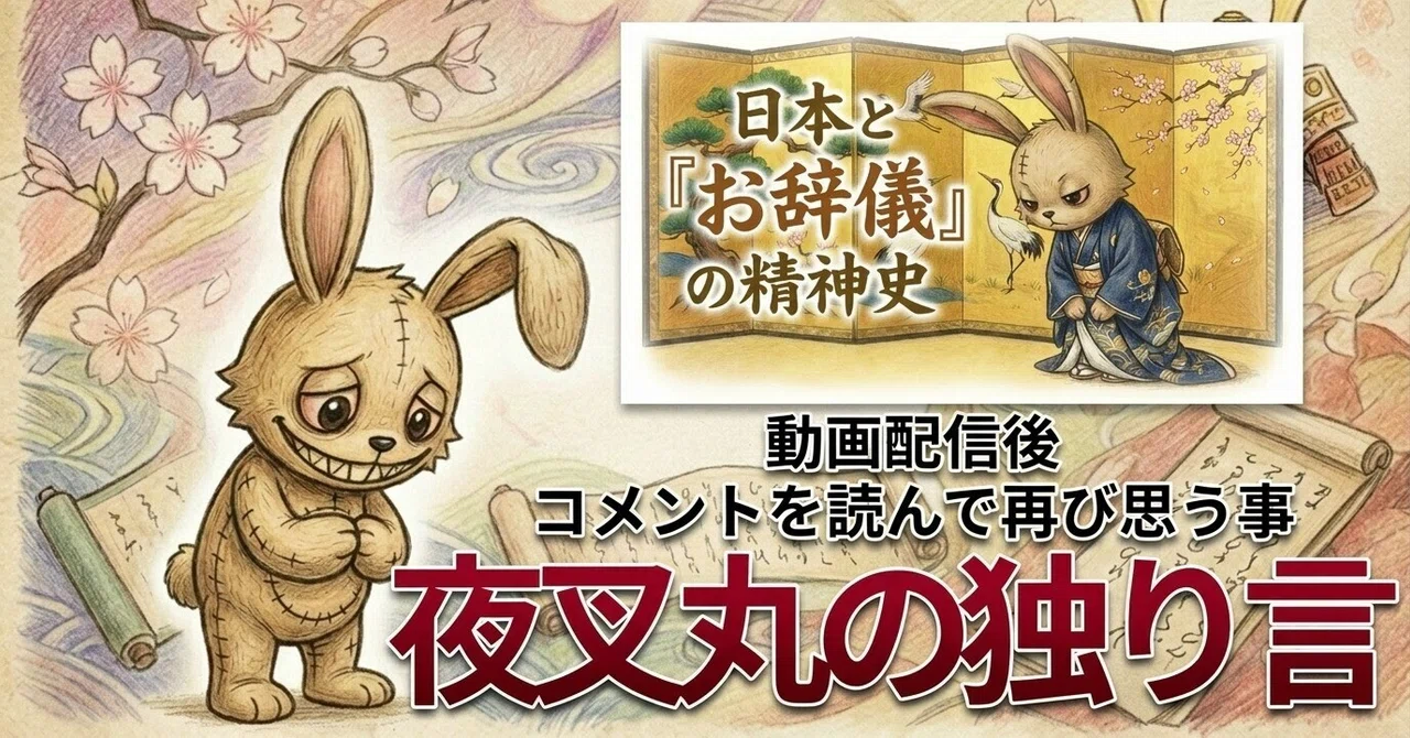 【夜叉丸の独り言】「急所を晒す」という祈り。お辞儀の深淵と、歴史から届いたお便り｜夜叉丸