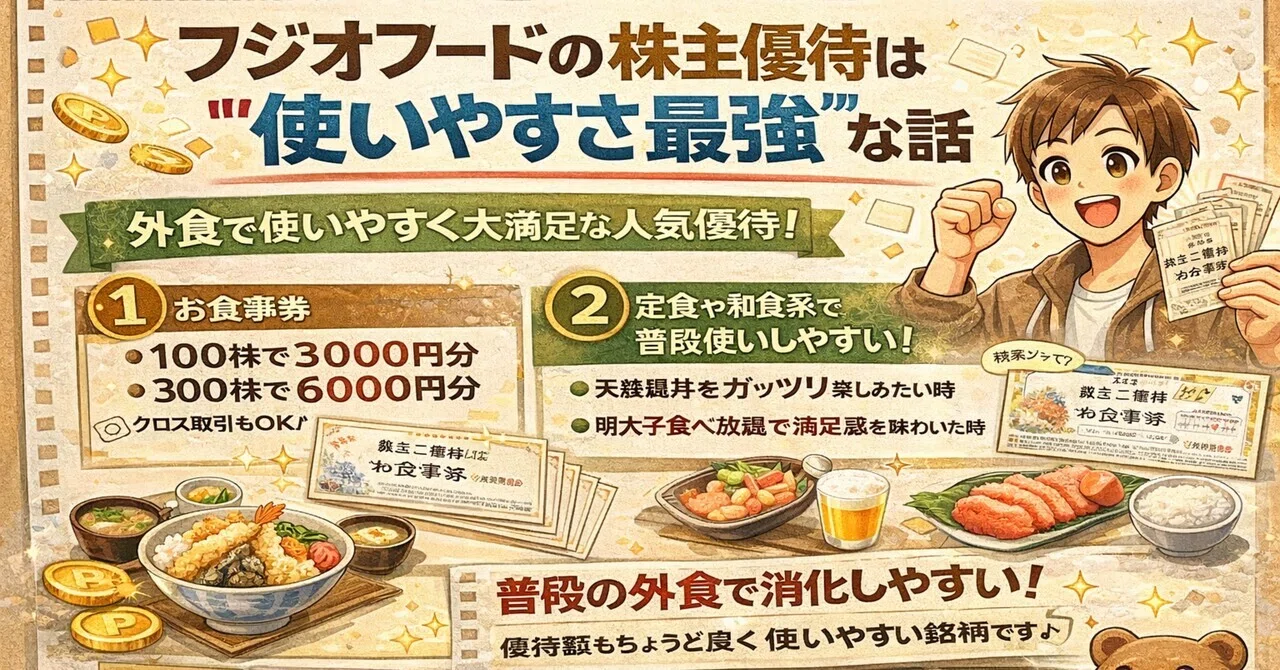 フジオフードの株主優待は“使いやすさ良好”な話｜tablis@スマート生活