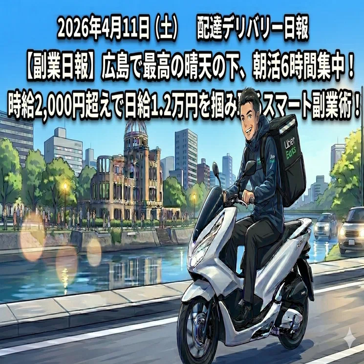 副業日報】時給2,000円超え！広島で会社員がUber Eats（ウーバーイーツ