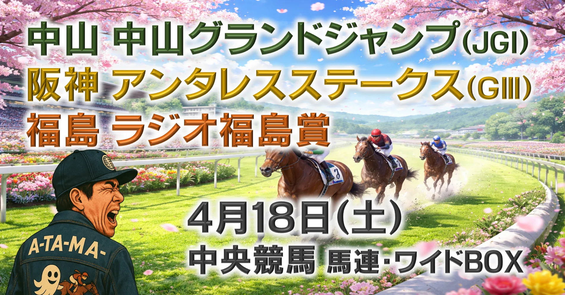 4/18（土）中央競馬（中山・阪神・福島）全レース「穴馬券の刺客