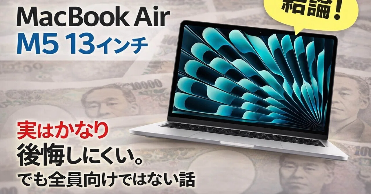 17万円台のMacBook Air M5 13インチ、実はかなり後悔しにくい。でも 