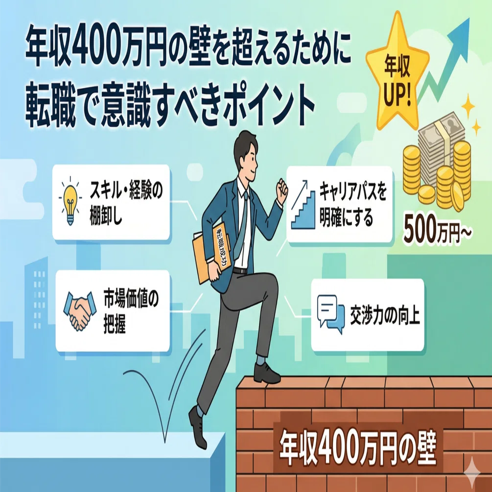 年収400万円の壁を超えるために転職で意識すべきポイント｜転職ネコ