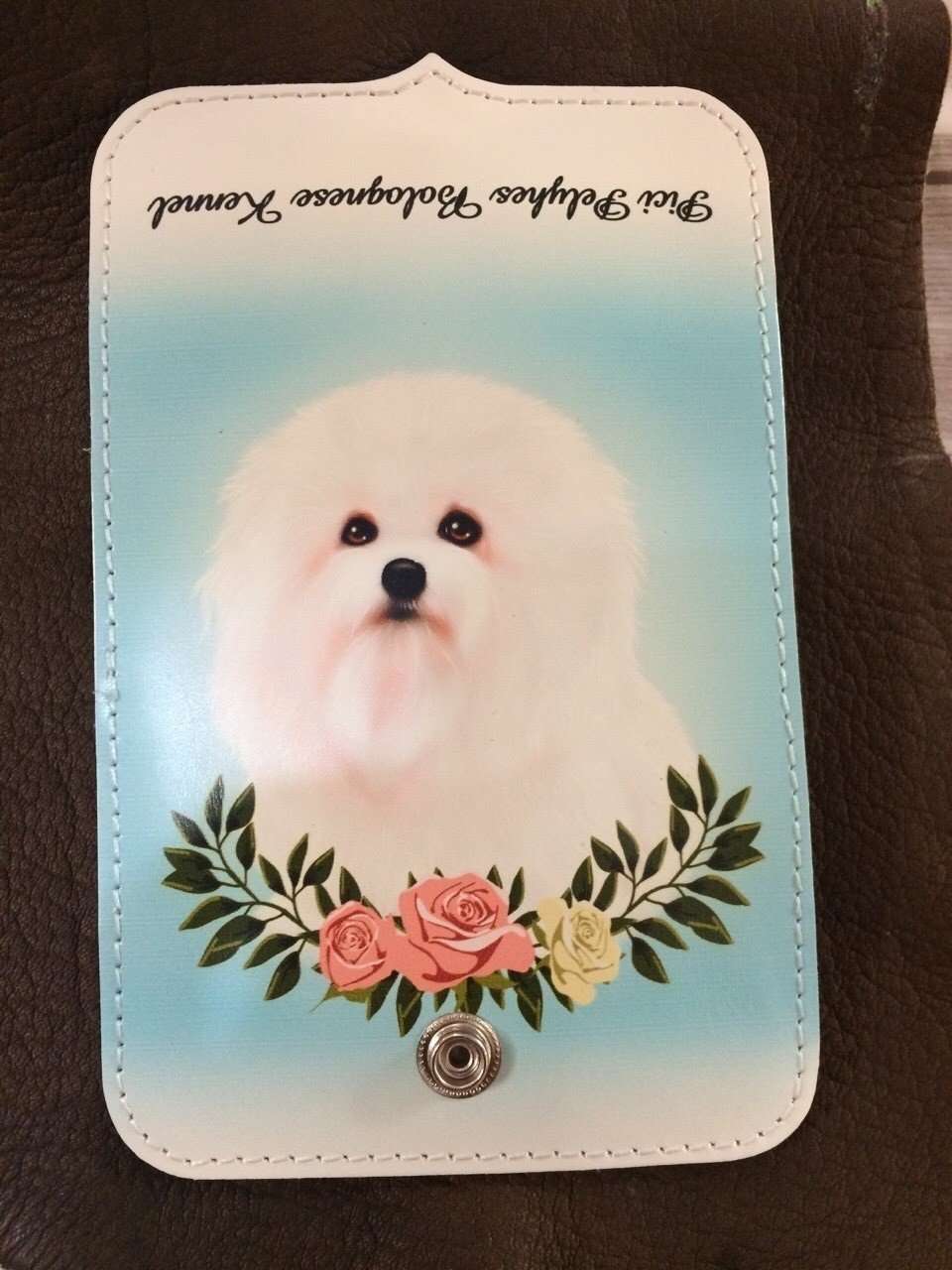 お客様のペットの写真を参考にイラストを制作し 革の4連キーケースに印刷した商品 Aoi Miyata Note