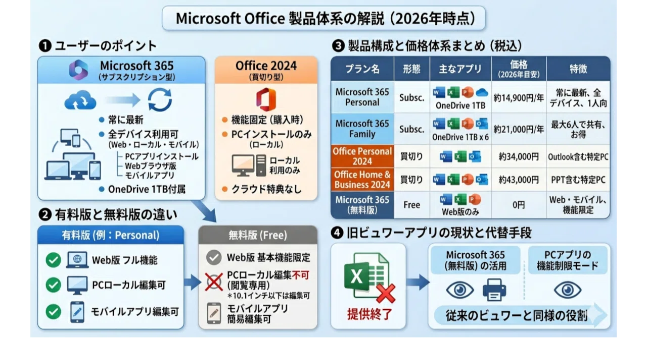 マイクロソフト・オフィス製品体系ガイド」閲覧＆印刷だけなら365無料
