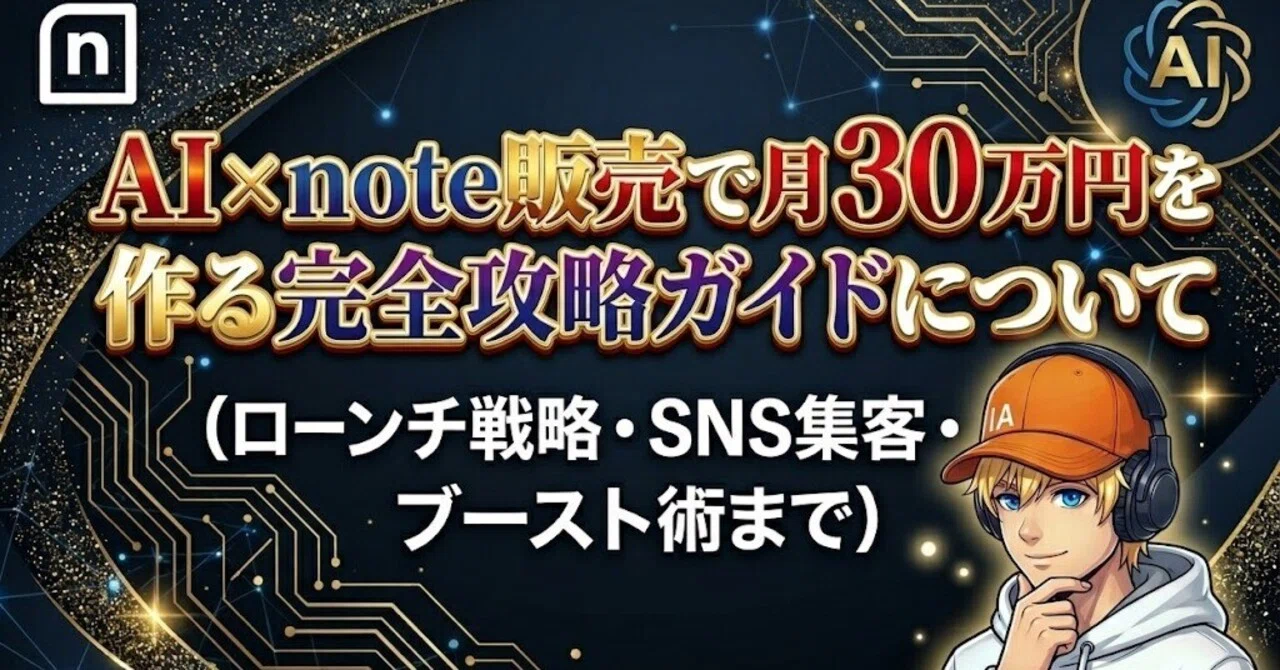 AI×note販売で月30万円を作る完全攻略ガイド｜ローンチ戦略・SNS集客 