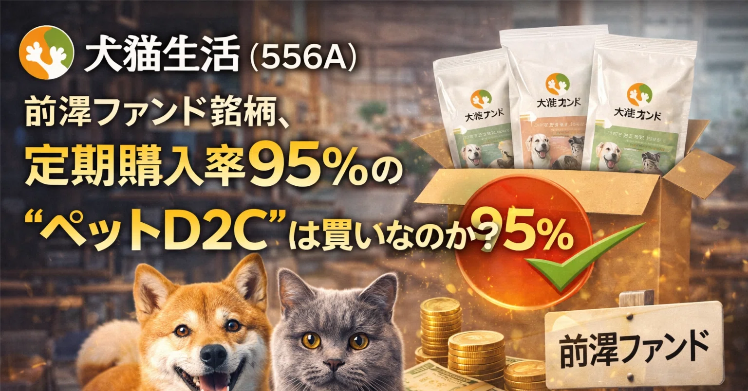 犬猫生活（556A）前澤ファンド銘柄、定期購入率95%の