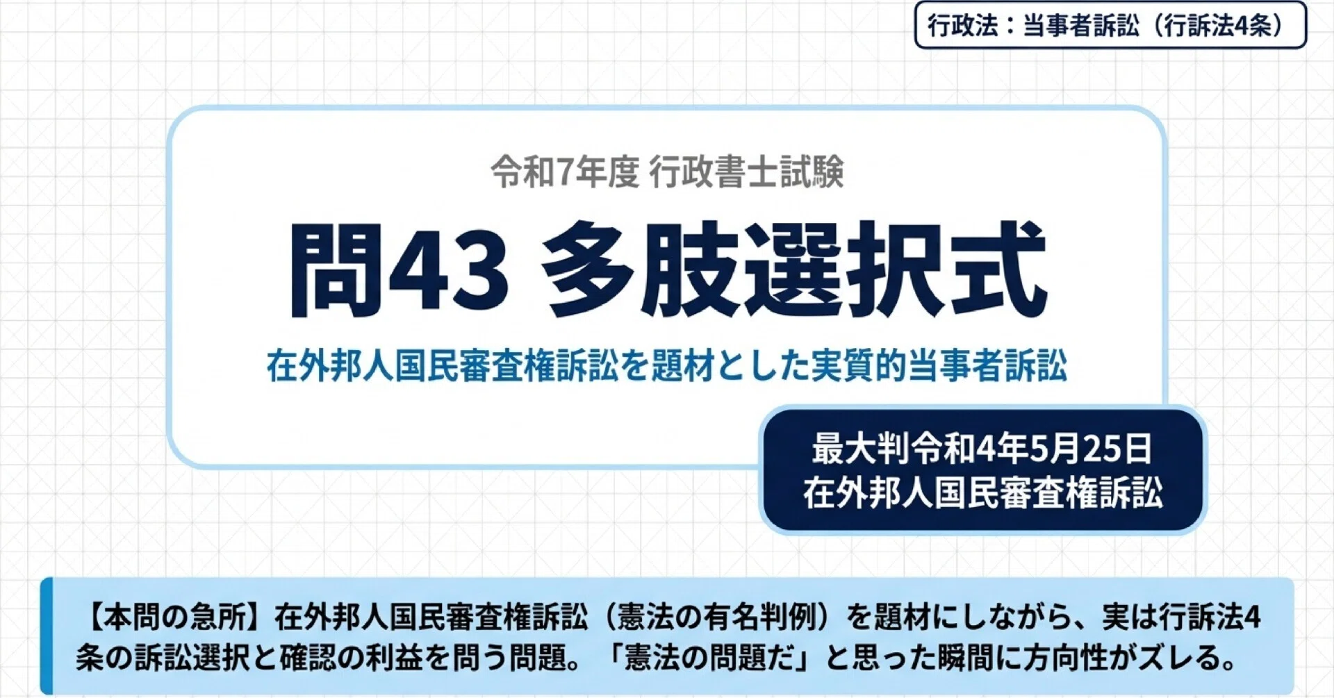 令和7年度 行政書士試験 多肢選択式（問43）徹底解説 ｜行政書士試験