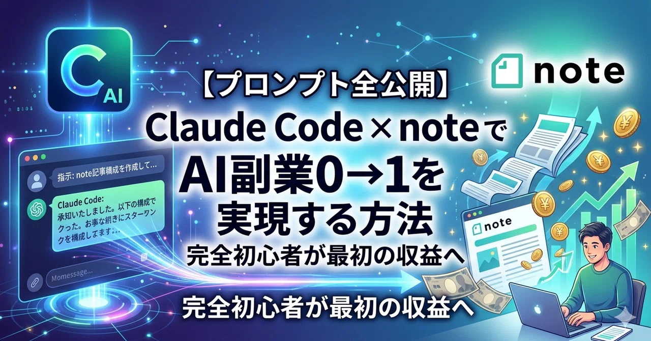 【プロンプト全公開】Claude Code×noteでAI副業0→1を実現する方法｜いと＠すきま時間でゆるっと福業ライフ