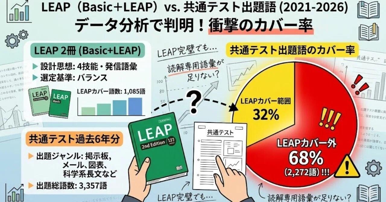 LEAPをBasicから全部やっても、共通テスト出題語の68%がカバー外という結果に｜共通テスト攻略 研究室