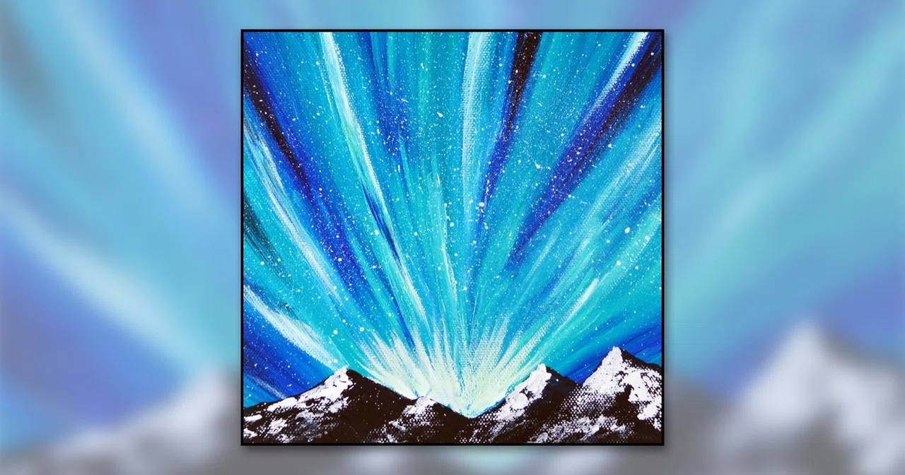 アクリル絵の具を使用した「オーロラと雪山」の描き方 / 初心者が簡単 