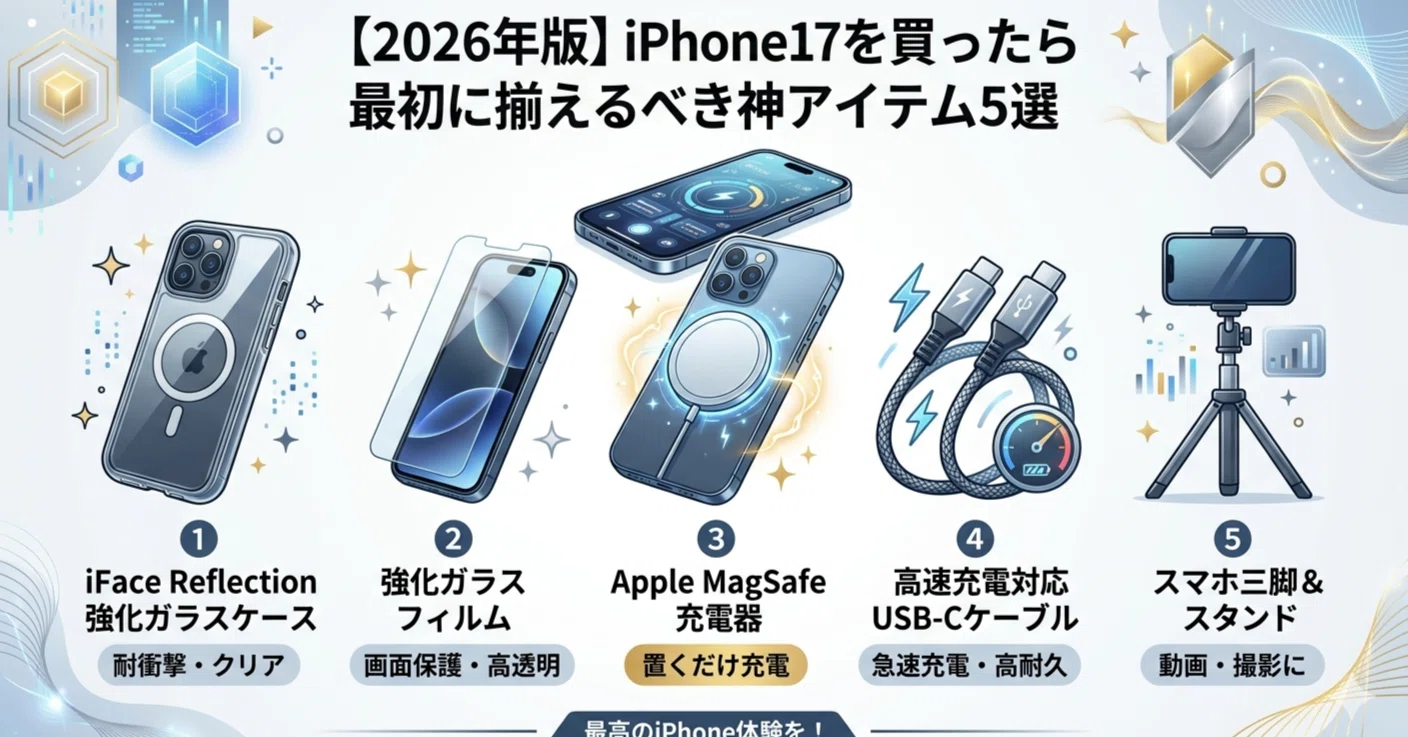 2026年版】iPhone17を買ったら最初に揃えるべき神アイテム5選