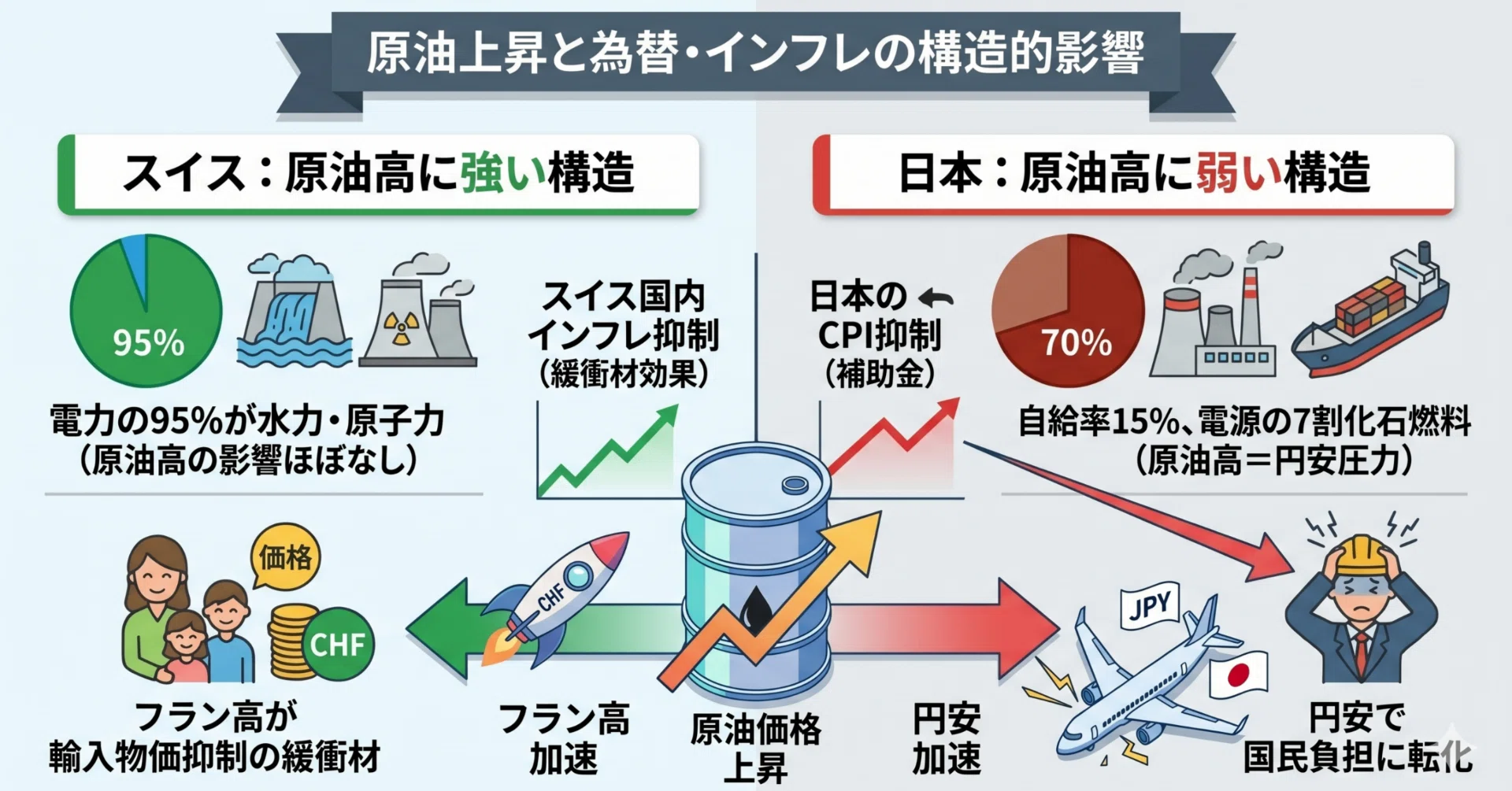 2026年春、最強通貨はスイスフラン、最弱は日本円。鍵は「原油」｜中島
