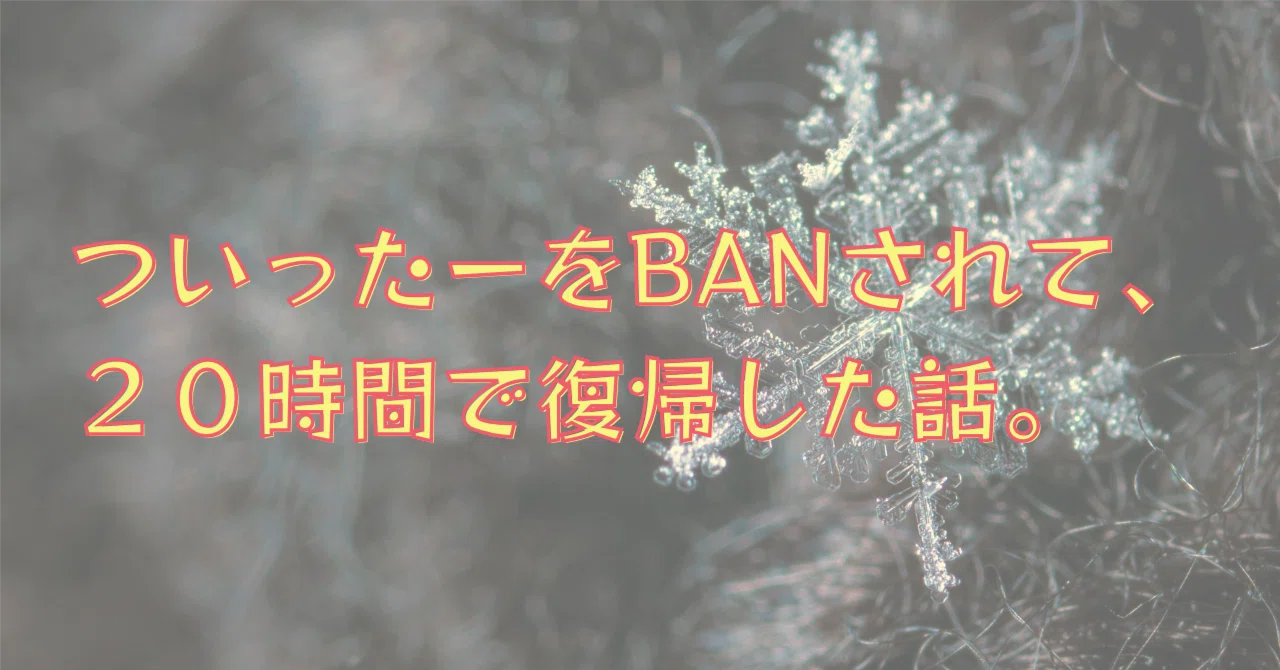 再度BAN中。目処がついたら追記します】ついったーをBANされて、20