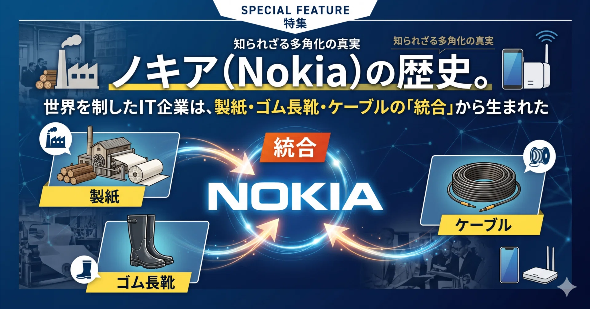 ノキア（Nokia）の歴史。世界を制したIT企業は、製紙・ゴム長靴