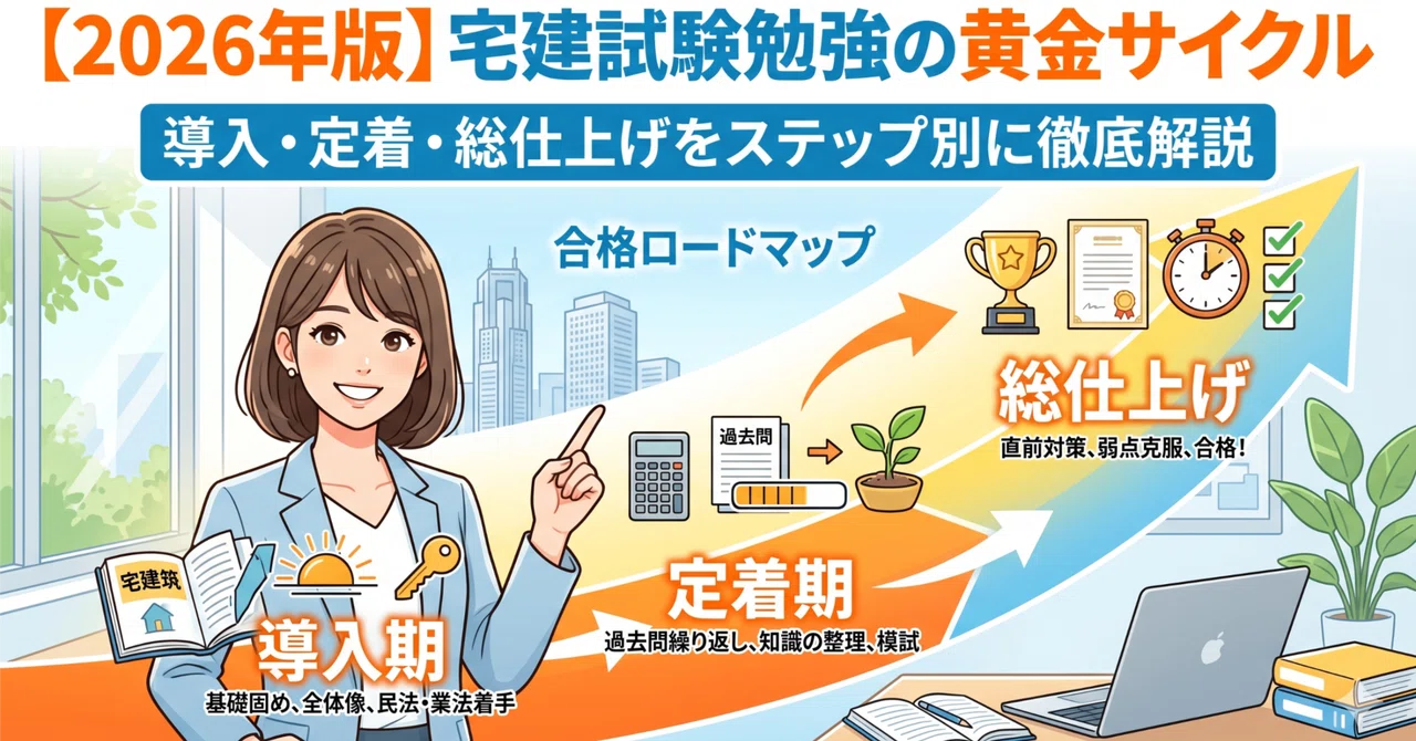 【2026年版】宅建試験勉強の黄金サイクル|導入・定着・総仕上げをステップ別に徹底解説|KENビジネススクール【不動産資格専門】