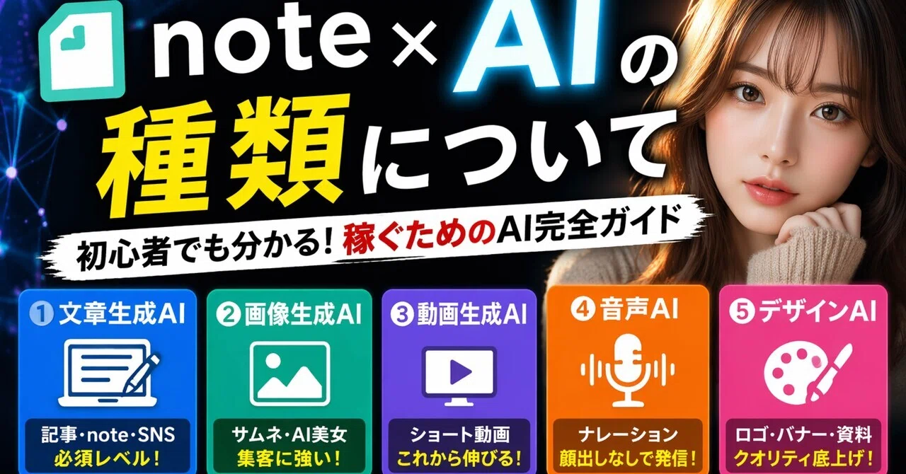 note × AIの種類について（これから始める人向け）｜AI副業案内人＠りょん