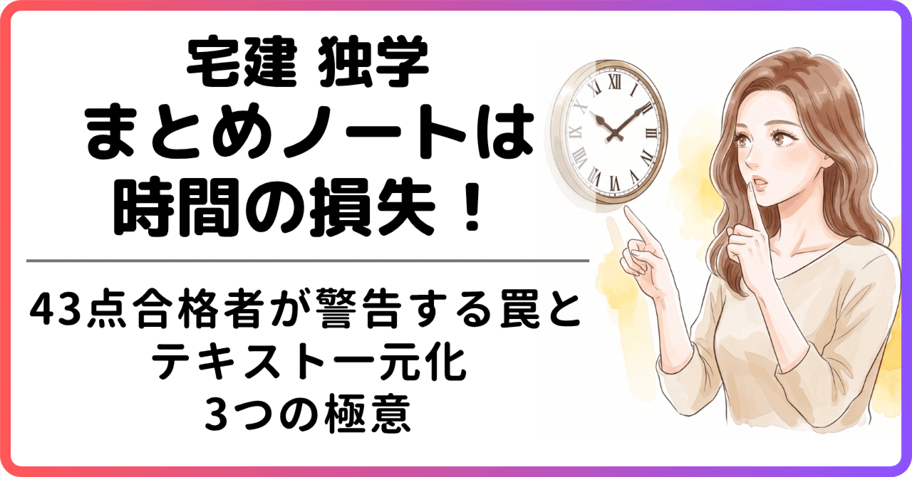 宅建独学｜まとめノート作りは時間の損失！43点合格者が警告する罠と
