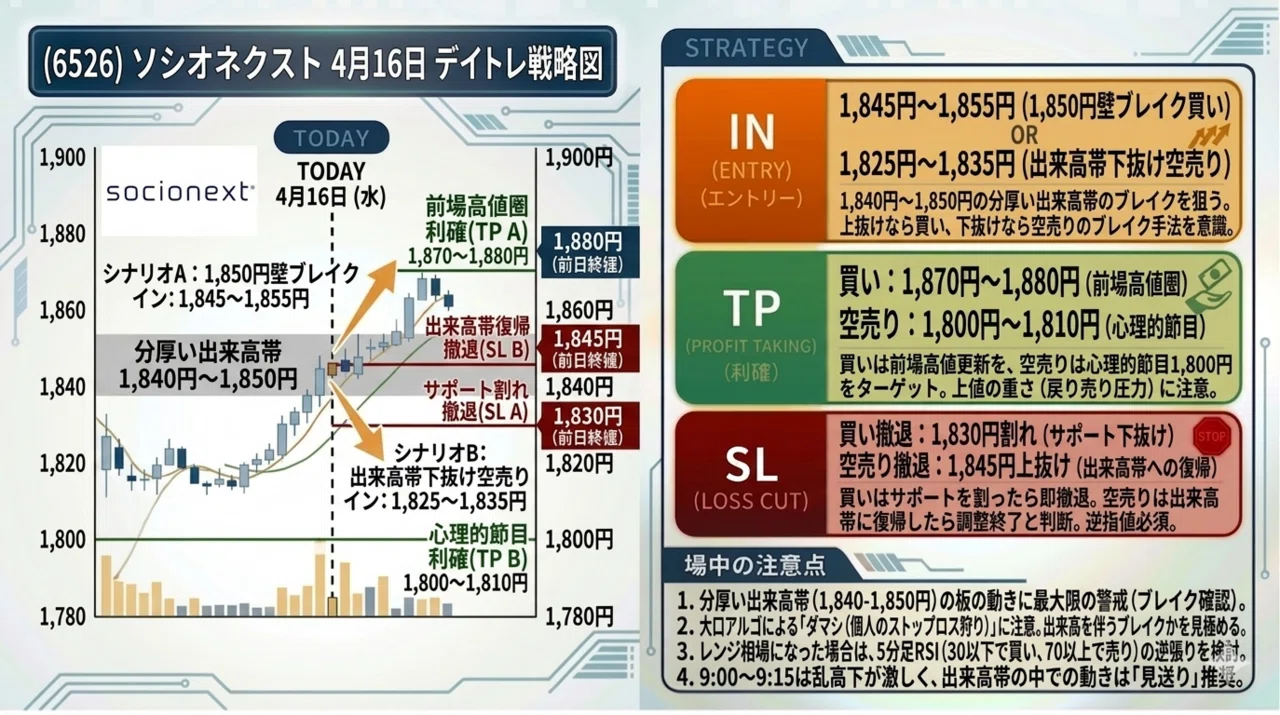 4月16日】デイトレード戦略詳細まとめ：ソシオネクスト・ソフトバンクG