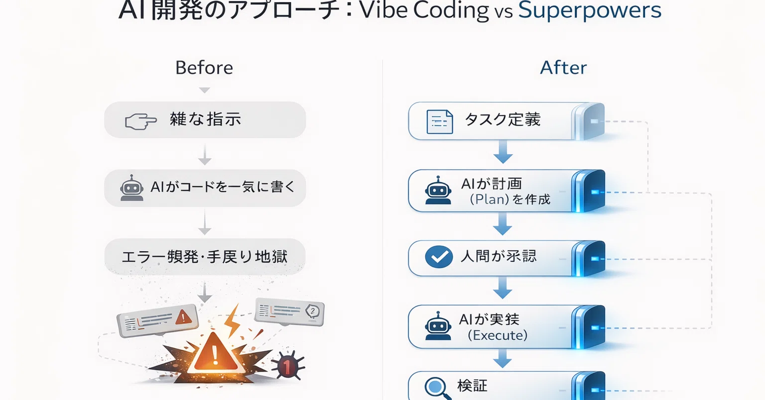2026年実装論】AIにいきなりコードを書かせるな。「Superpowers」で