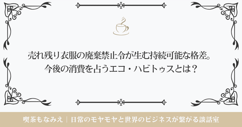 売れ残り衣服の廃棄禁止令が生む持続可能な格差。今後の消費を占うエコ・ハビトゥスとは？｜喫茶もなみえ☕️ thumbnail
