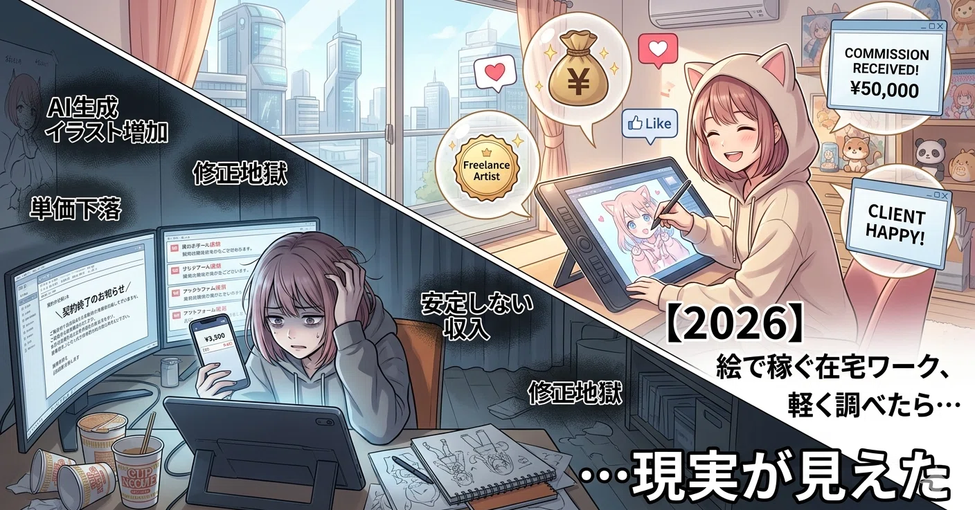 2026]絵で出来る在宅ワーク、軽く調べたら現実が見えた｜kazari