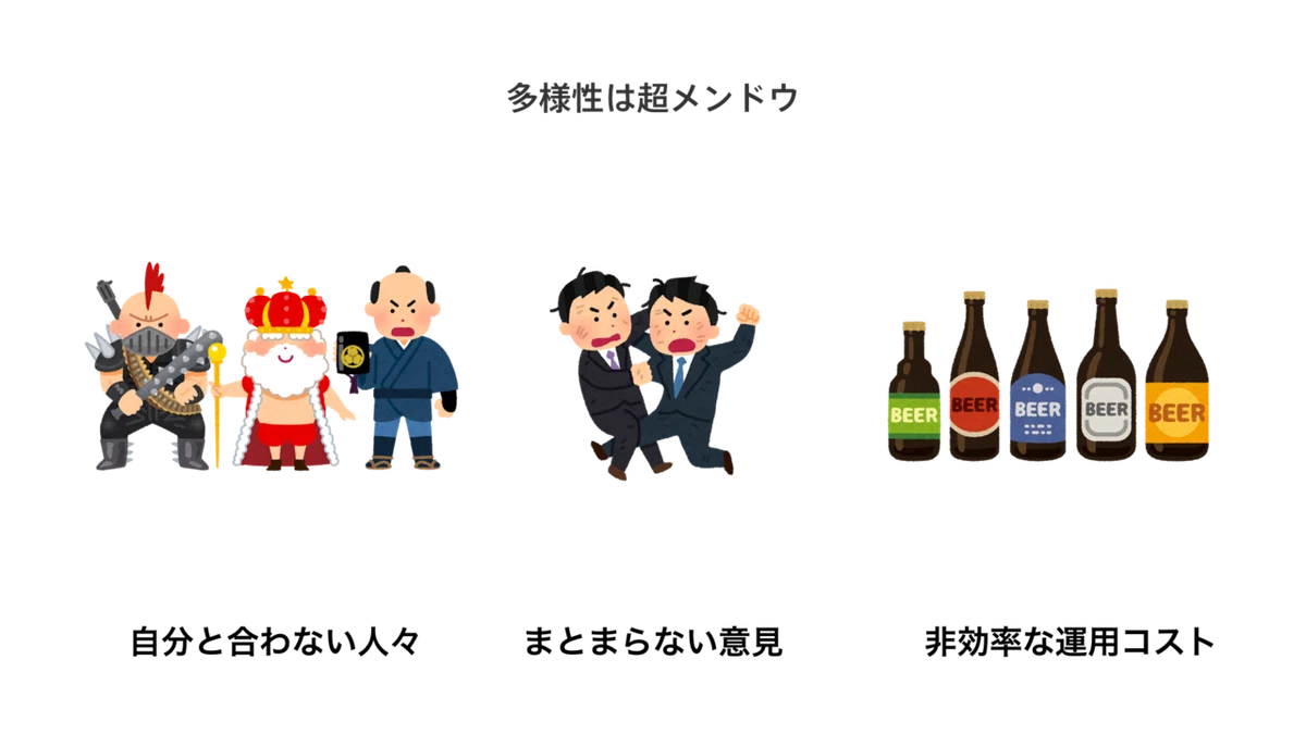 多様性はメンドウ