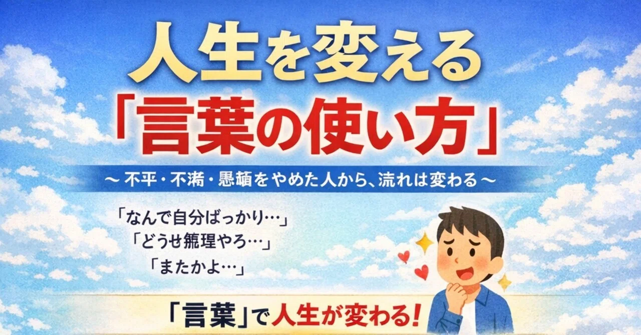 # 人生を変える「言葉の使い方」 〜不平・不満・愚痴をやめた人から、流れは変わる〜|大