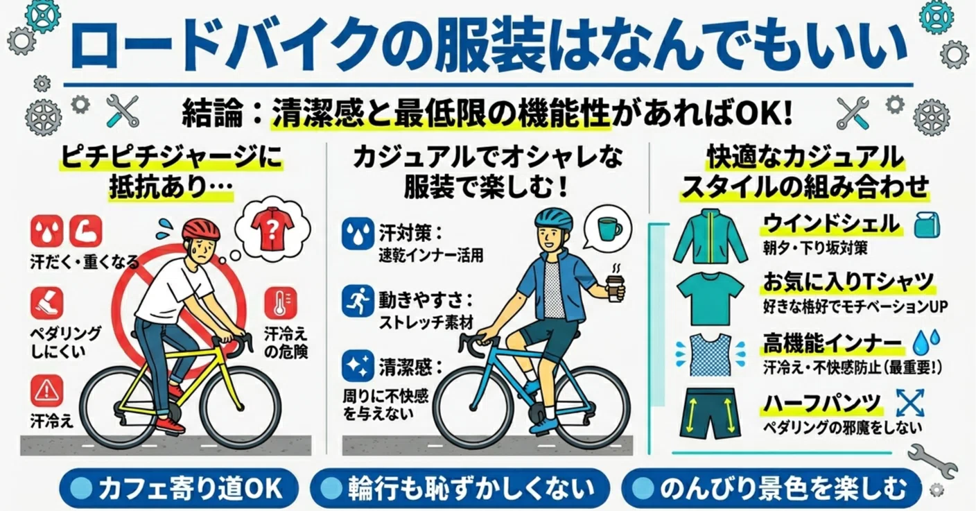 ロードバイクの服装はなんでもいい？初心者がオシャレに決まる春夏の 