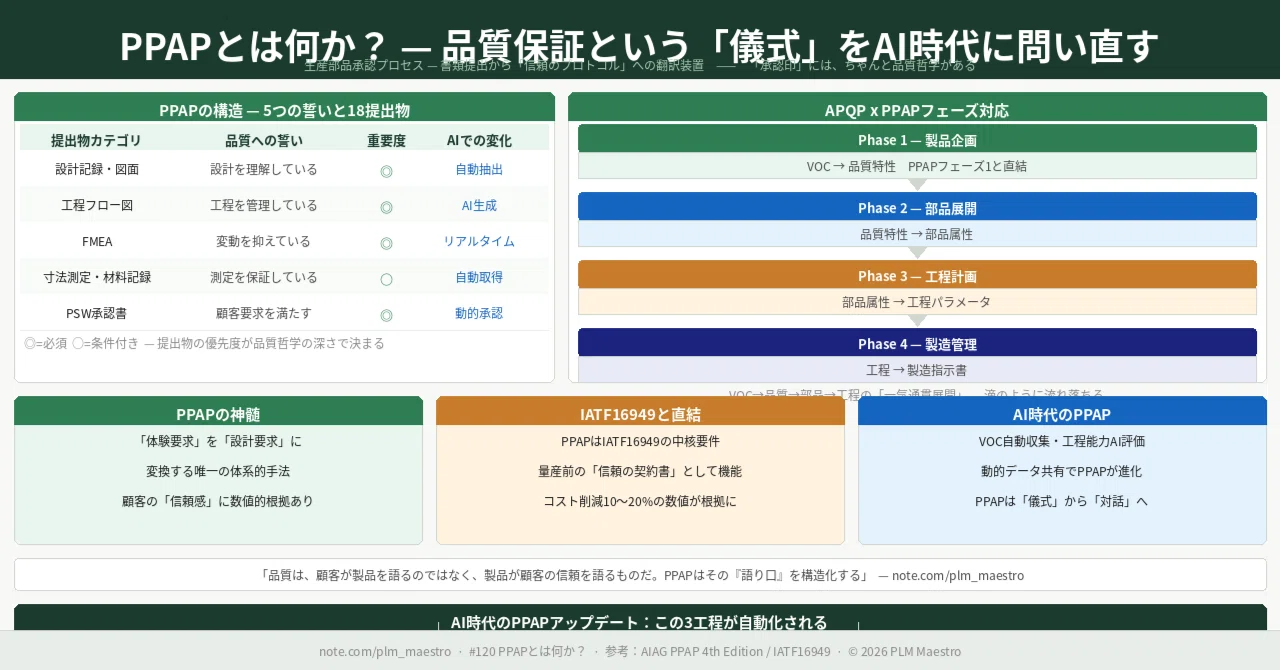 120 PPAPとは何か？——「品質の儀式」をAI時代に問い直す｜PLMマエストロ