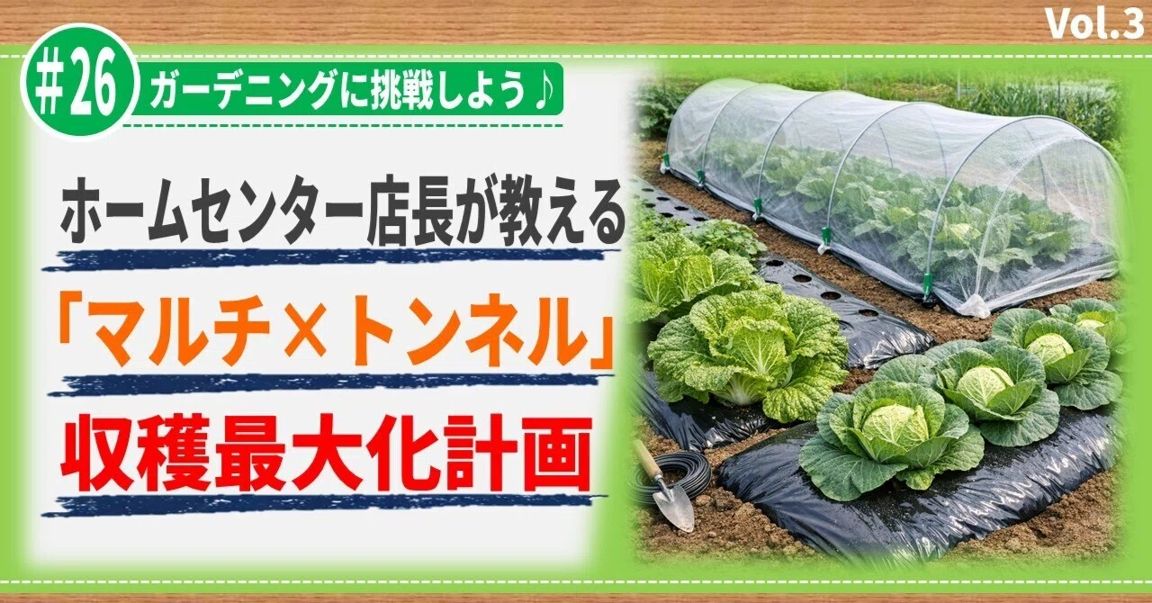 26 家庭菜園の教科書｜ホームセンター店長が教える「マルチ×トンネル 