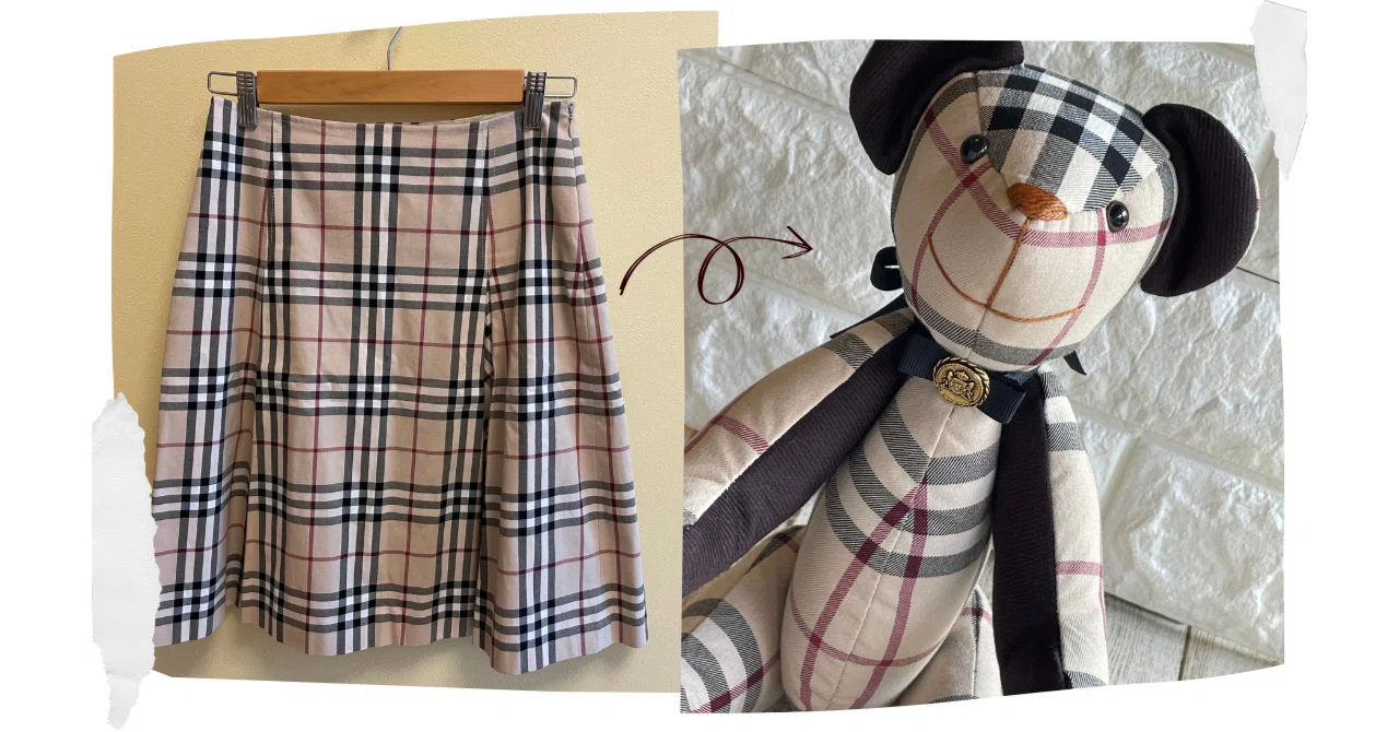 制作記録】捨てられないBurberryスカートが、特別なテディベアに