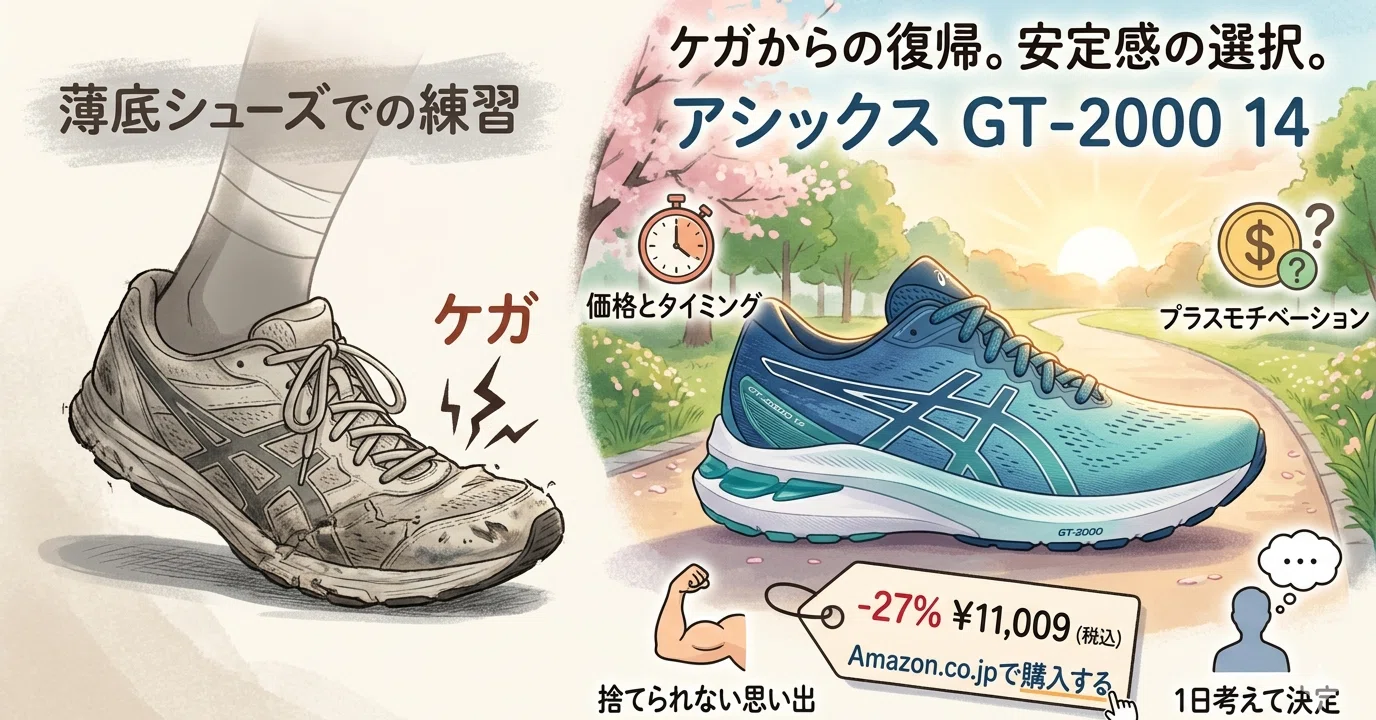 次のランニングシューズはケガ克服のための安定感重視 アシックス