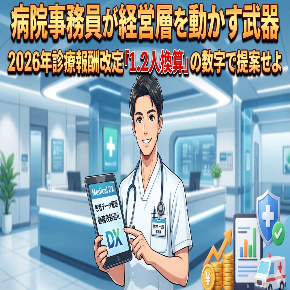 病院事務員が経営層を動かす武器——2026年診療報酬改定「1.2人換算」の