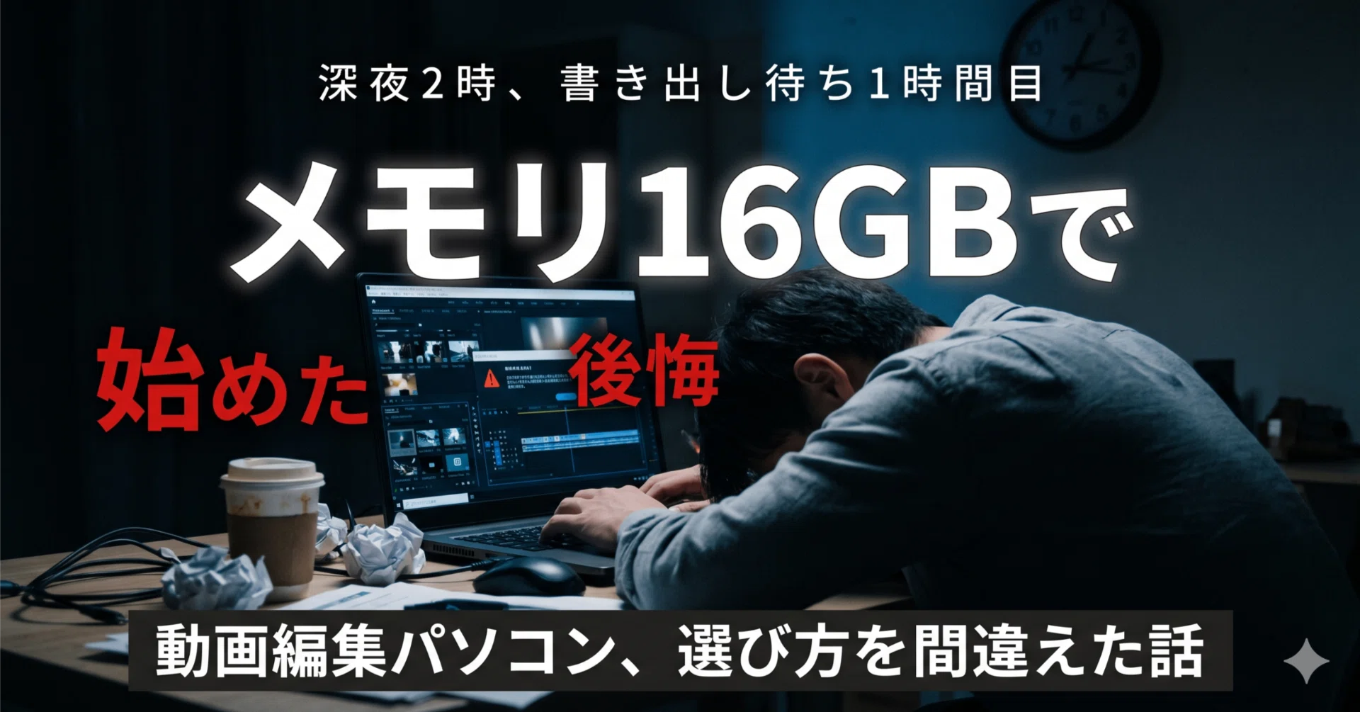 動画編集のパソコン、メモリ16GBで始めて後悔した話」理由は3つです 