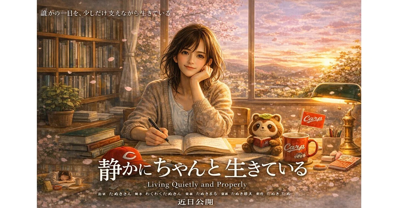 「静かにちゃんと生きている」|人生を映画化したポスターを作ってみた|ちびたぬき