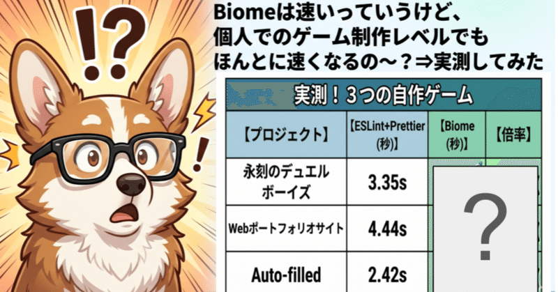 Biomeが速い！っていうけど、個人開発規模でも乗り換えは「アリ」なのか「ナシ」なのか、実測してみたぞ！