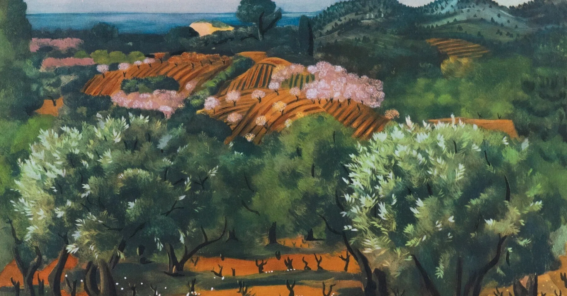 モイズ・キスリング、【キスリングの家から見たサナリの風景】、希少な画集画 モイズ・キスリング：風景画に潜む孤独と詩情｜artoday - chiaki