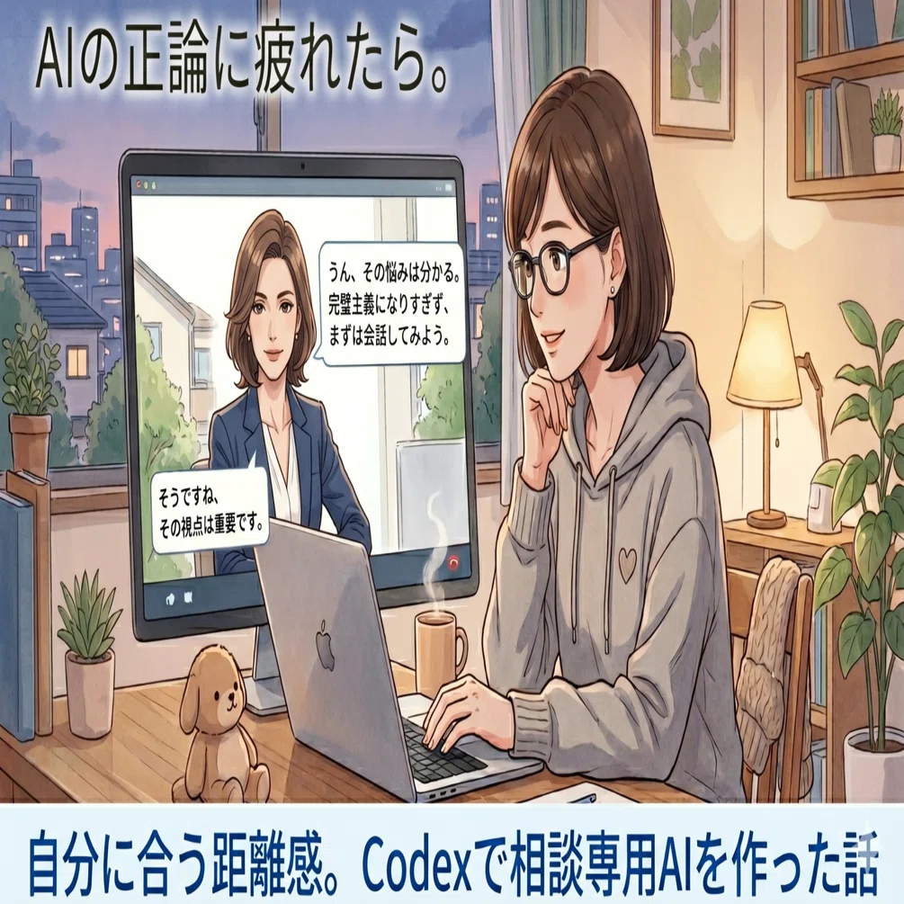 ChatGPTの正論がしんどくて、相談に乗ってくれる専用のAIをCodexで作っ