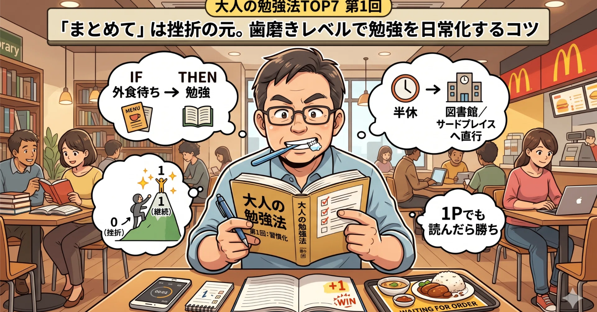 大人の勉強法TOP7】第1回：「まとめて」は挫折の元。歯磨きレベルで