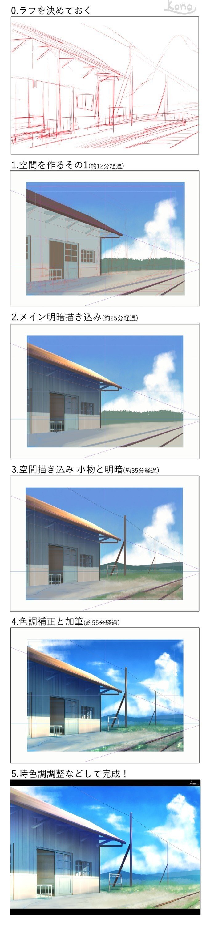 背景ワンドロ 廃駅舎の描き方 背景イラスト配布中 コノハ Note