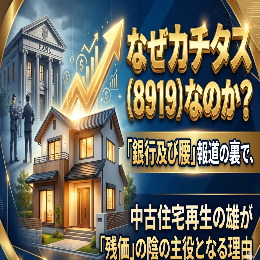【中古】 住宅コスト削減術 なぜカチタス（8919）なのか、「銀行及び腰」報道の裏で中古住宅再生の