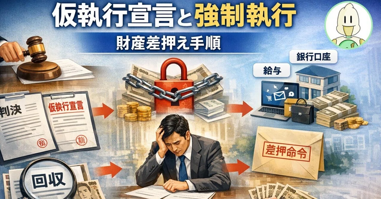 仮執行宣言と強制執行-財産差押え手順|WIING note