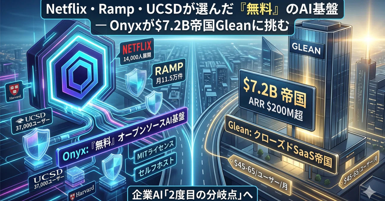 Netflix・Ramp・UCSDが選んだ「無料」のAI基盤 ― Onyxが$7.2B帝国Gleanに挑む、企業AI「2度目の分岐点」｜shiva