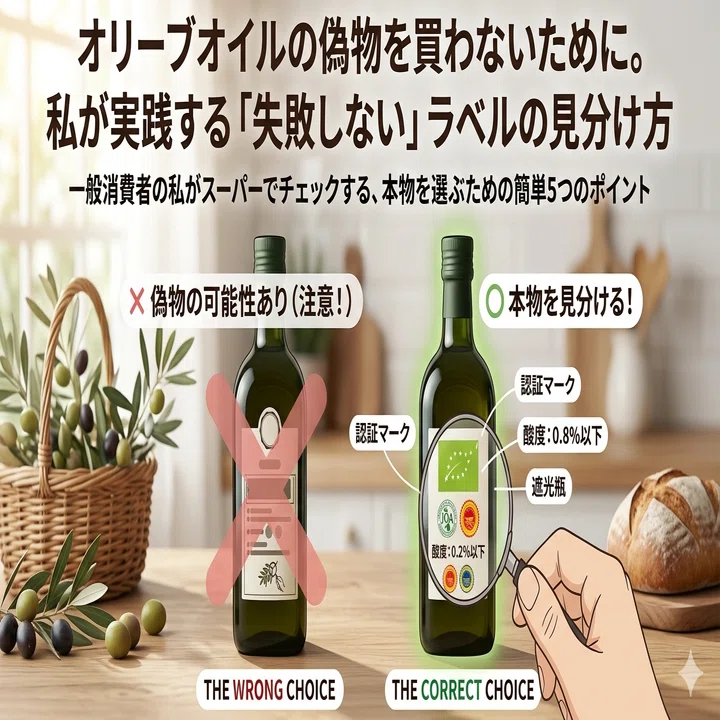 オリーブ様確認用 オリーブオイルの偽物を買わないために。私が実践する「失敗しない