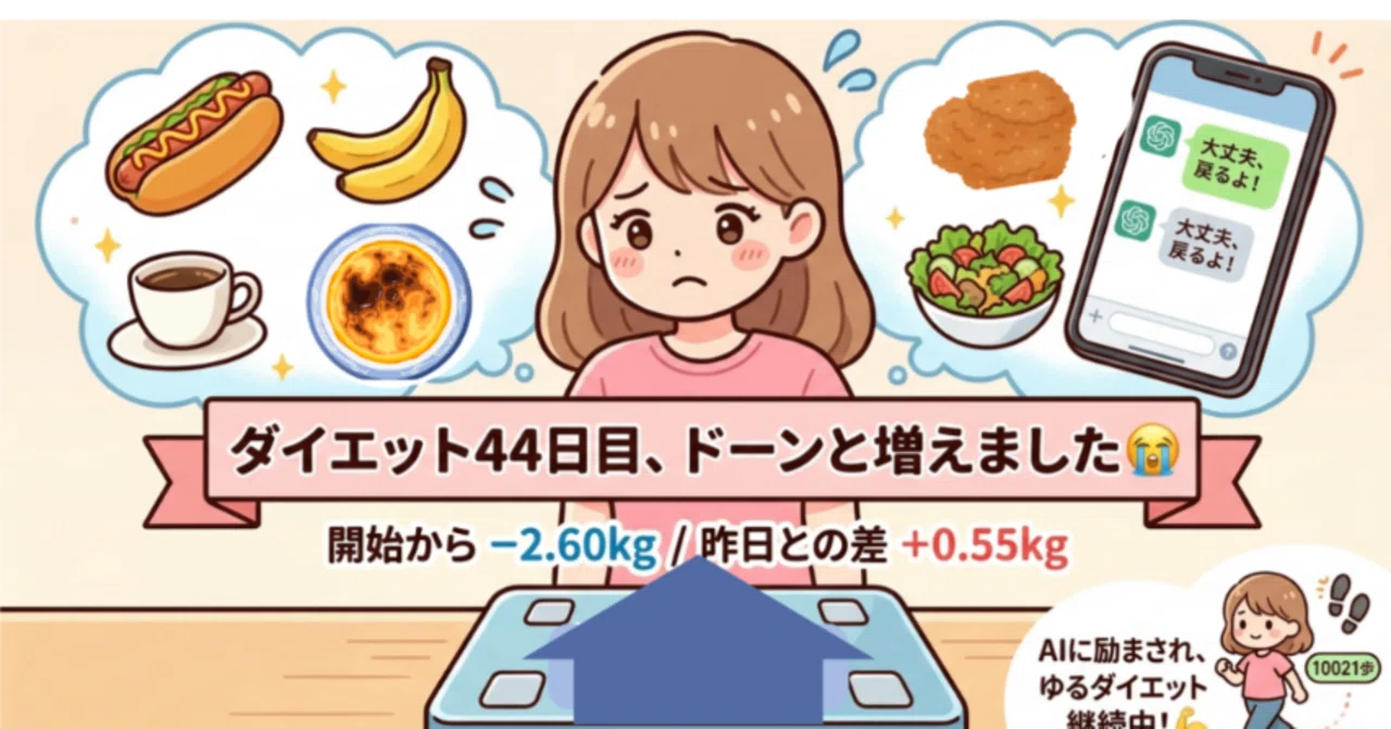 ダイエット44日目、ドーンと増えました😭｜とこ