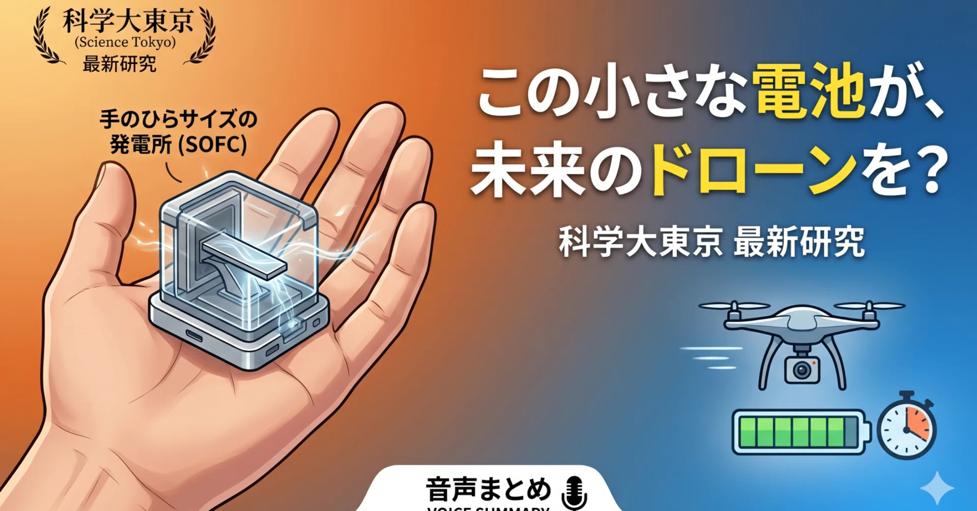 東京科学大学による手のひらサイズの固体酸化物形燃料電池（SOFC