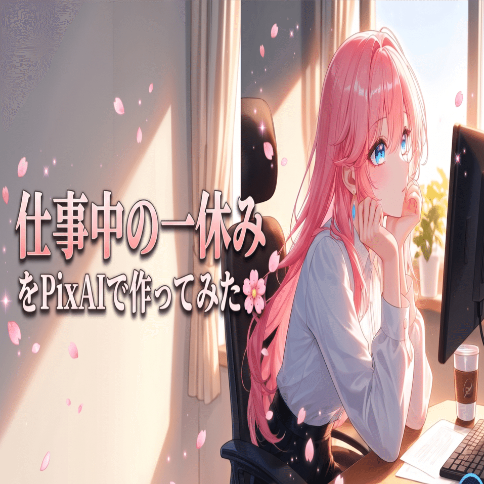 仕事中の一休み」をPixAIで作ってみた🌸【PixAI｜AIイラスト｜イラスト