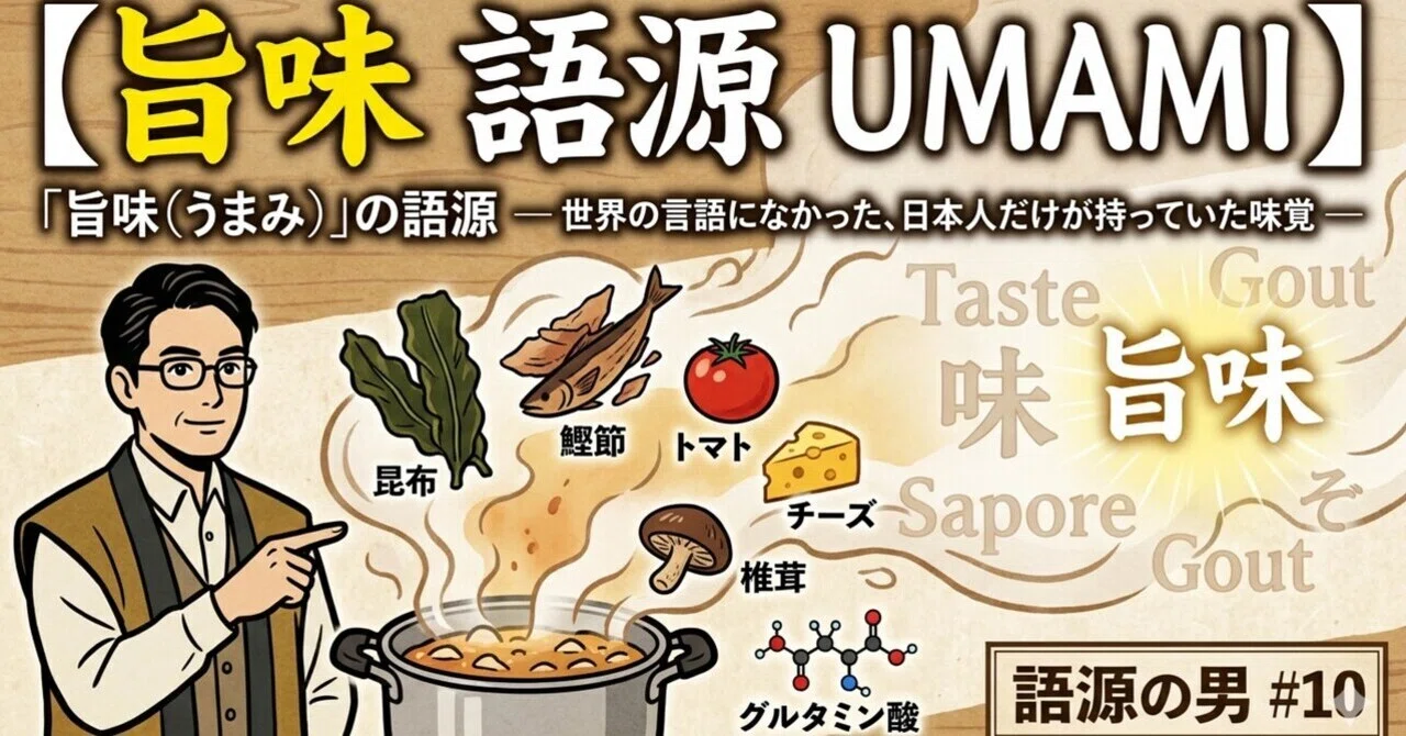 【旨味 語源 UMAMI】「旨味(うまみ)」の語源 ── 世界の言語になかった、日本人だけが持っていた味覚 ── 語源の男 #10｜座長【休日の男】