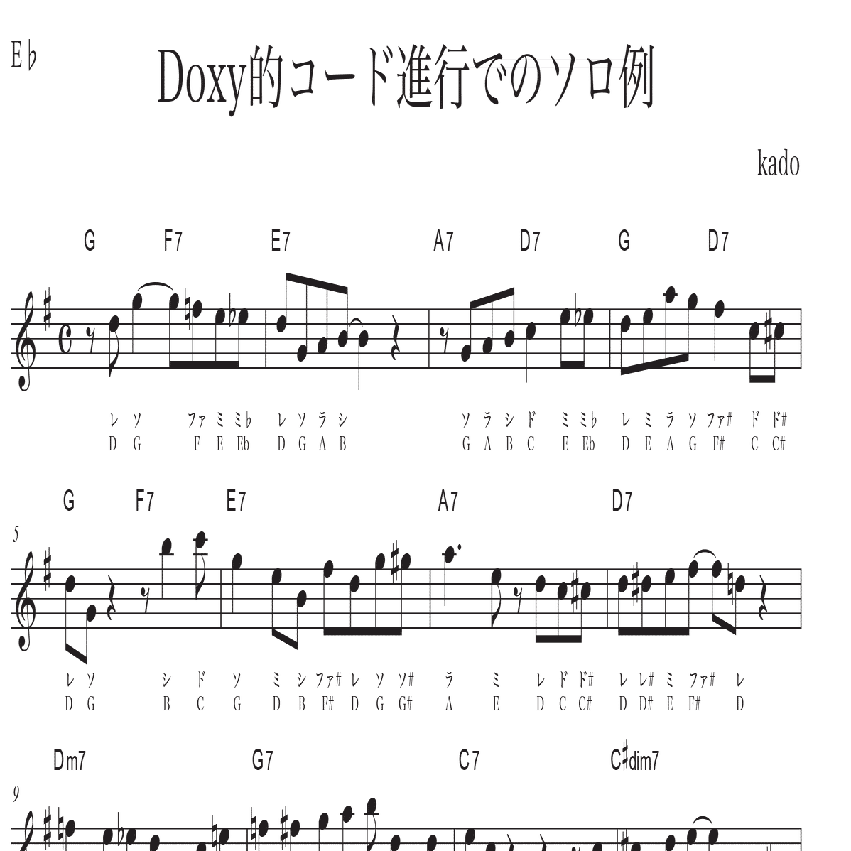 アルトサックス 「Doxy」コード進行でのソロ例｜加度 克紘